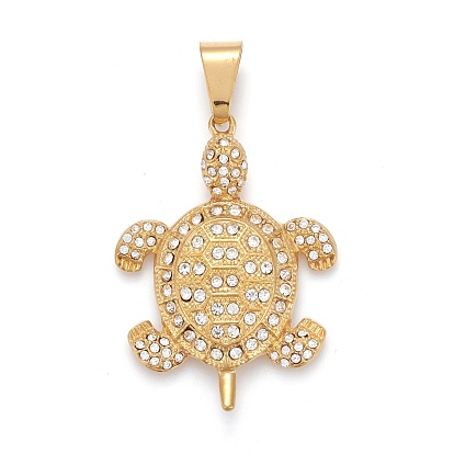 304 Stainless Steel Pendants, with Crystal Rhinestone, Tortoise