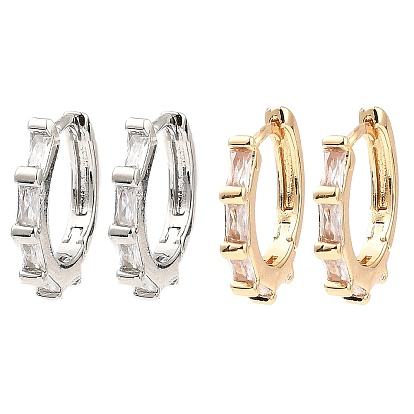 Латунные микро проложить серьги обруча кубического циркония, прямоугольные