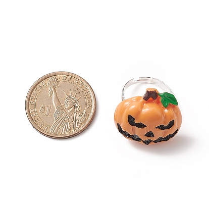 Halloween Theme Resin Adjustable Ring, Silver Brass Jewelry for Women