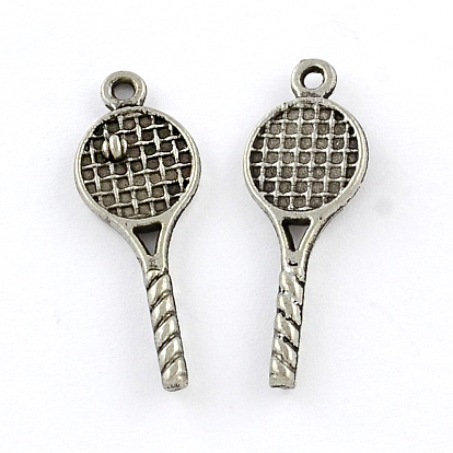 Tibetan Style Zinc Alloy Pendants, Sports Charms, Lead Free & Cadmium Free, Tennis Racket, 30x10x2.5mm, Hole: 1.5mm, about 909pcs/pcs