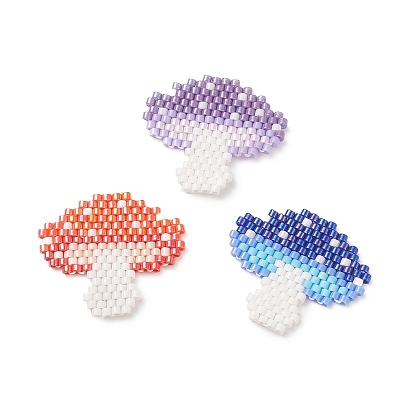 3Pcs 3 Colors Handmade Japanese Seed Beads, Loom Pattern, Mushroom