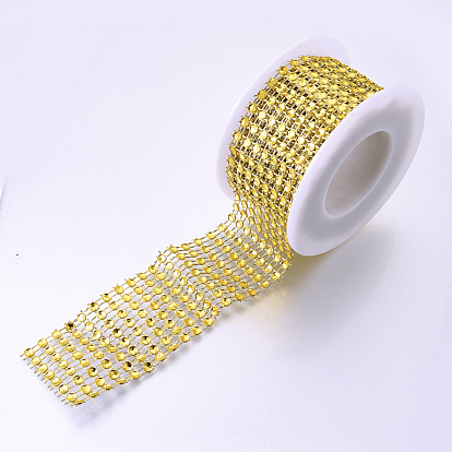 8 Rows Plastic Diamond Mesh Wrap Roll, Rhinestone Ribbon, with Spool, for Wedding, Birthday, Baby Shower, Arts & Crafts