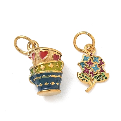 304 подвески из нержавеющей стали, с эмалью, с целью перехода в кольце, золотые