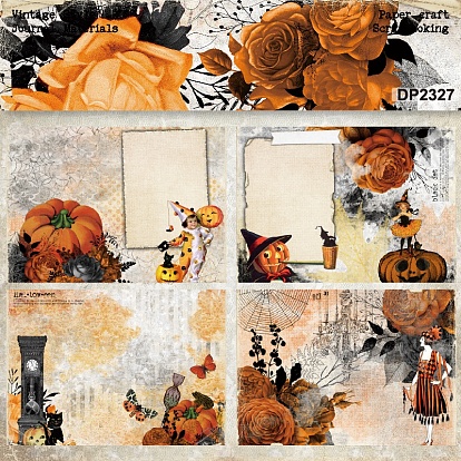 8 Sheets A5 Halloween Pumpkin Scrapbook Paper Pads, for DIY Album Scrapbook, Background Paper, Diary Decoration