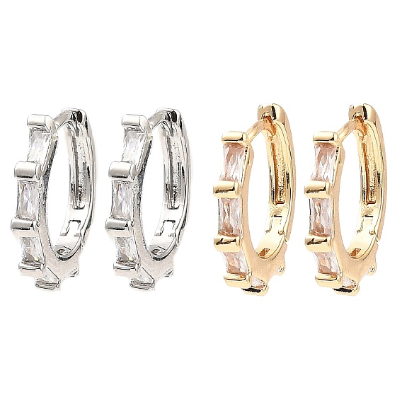 Латунные микро проложить серьги обруча кубического циркония, прямоугольные