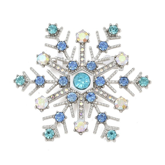 Рождественские булавки со стразами из сплава для рюкзака, снежинка, платина