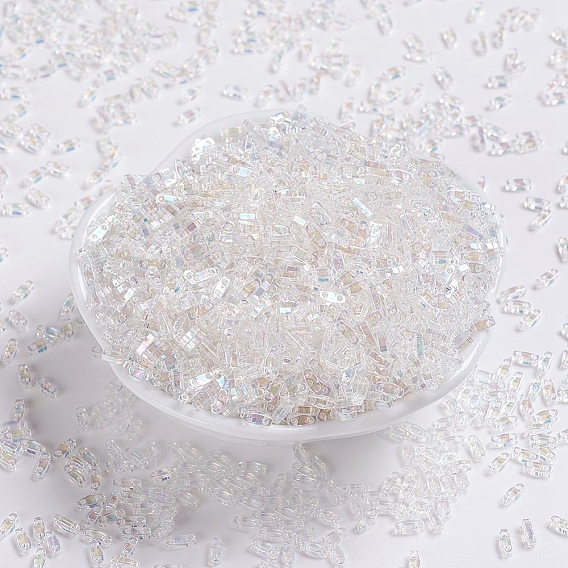 MIYUKI Quarter TILA Beads, Japanese Seed Beads, 2-Hole, (QTL250) Crystal AB
