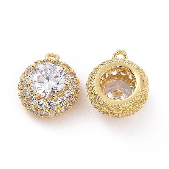 Латунные микропаве прозрачные подвески с фианитом, без кадмия, без никеля и без свинца, полукруглый шарм