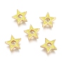 Brass Enamel Beads, Star, Real 18K Gold Plated