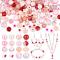 480Pcs 16 Style Transparent & Opaque & Spray Painted Acrylic Beads, Flat Round with Heart & Round
