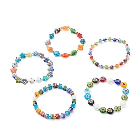 Handmade Millefiori Lampwork Beads Stretch Bracelets for Teen Girl Women
