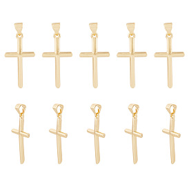 10 латунные подвески шт., крестик, без свинца и без кадмия, долговечный, стойки покрытие
