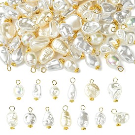 65шт 13 стили АБС-пластик подвески с имитацией жемчуга, самородки, с 304 петлей из нержавеющей стали с плоской головкой