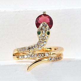 Регулируемые манжетные кольца с микропаве из кубического циркония из латуни, без кадмия и без свинца, змея