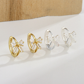 Серьги-кольца с бантом из латуни и кубическим цирконием