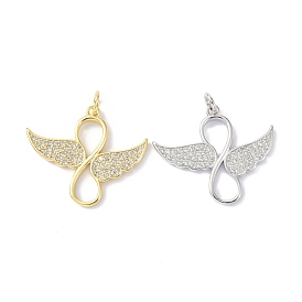Brass Cubic Zirconia Pendants, with Jump Ring, Long-Lasting Plated, Lead Free & Cadmium Free, Angel
