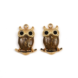 304 из нержавеющей стали горный хрусталь подвески, Эмаль стиле, сова, ионное покрытие (ip)