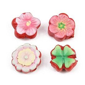 Бусины из киновари с принтом, цветок / клевер