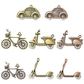 8Pcs 8 Styles Tibetan Style Alloy Pendants, Car/Bicycle Charms
