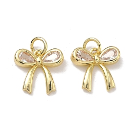 Латунные микропаве прозрачные подвески с фианитом, стойки покрытие, долговечный, без свинца и без кадмия, бантом прелести