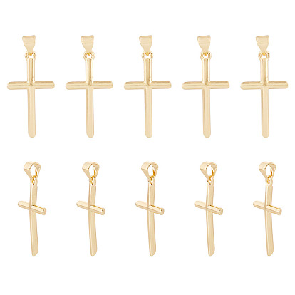 10 латунные подвески шт., крестик, без свинца и без кадмия, долговечный, стойки покрытие