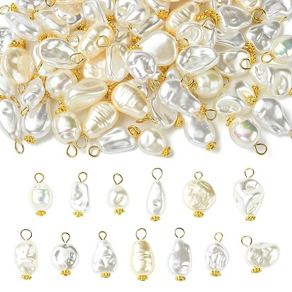65шт 13 стили АБС-пластик подвески с имитацией жемчуга, самородки, с 304 петлей из нержавеющей стали с плоской головкой