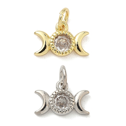 Латунные микро проложить кубического циркония подвески, фазы луны талисманы, долговечный, без кадмия и без свинца, стойки покрытие