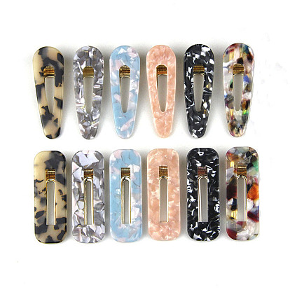 Cellulose Acetate Alligator Hair Clips, Hair Accessories for Girls Women, Teardrop/Rectangle