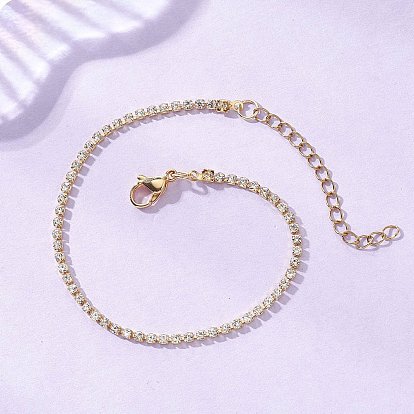 Браслеты из квадратных латунных цепочек со стразами для женщин, с 304 удлинителями цепи из нержавеющей стали