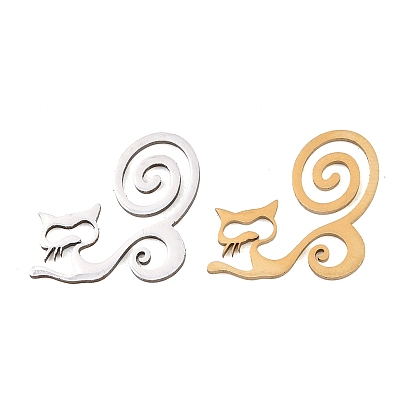 201 подвески из нержавеющей стали, подвески в форме кошачьего хвоста с закрученным узором, лазерная резка