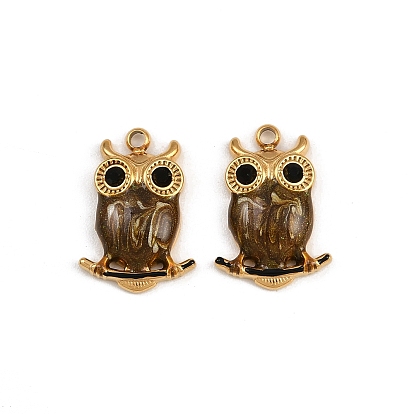 304 из нержавеющей стали горный хрусталь подвески, Эмаль стиле, сова, ионное покрытие (ip)