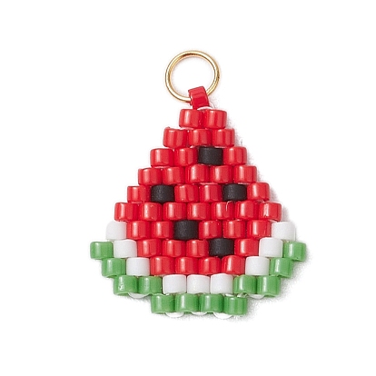 Подвески из стеклянных бусинок в виде арбуза, с 304 кольцами из нержавеющей стали