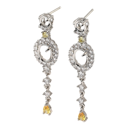 Стойка покрытие латунь с кубическим цирконием серьги-гвоздики находка, без свинца и без кадмия