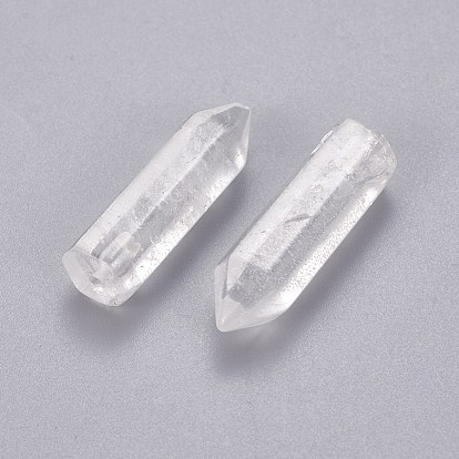 Natural Quartz Crystal Pointed Beads, Rock Crystal Beads, Half Drilled, Faceted, Bullet