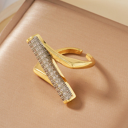 Манжеты из латуни с микро паве кубический цирконий для женщин, золотой и серебряный