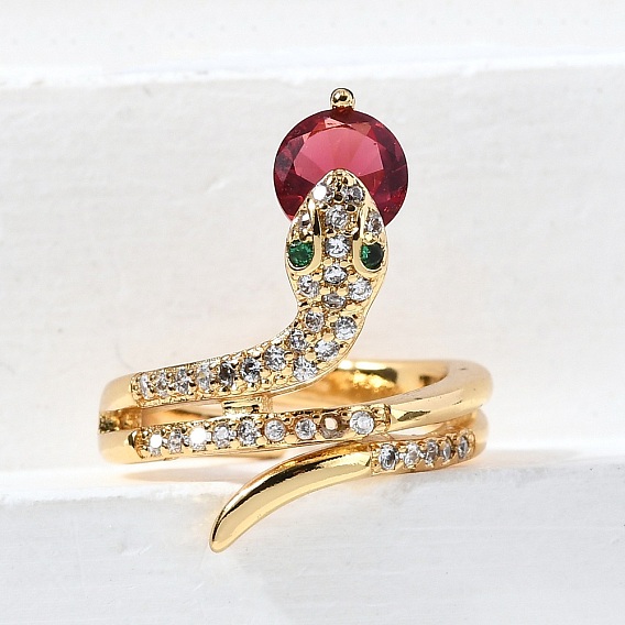 Регулируемые манжетные кольца с микропаве из кубического циркония из латуни, без кадмия и без свинца, змея