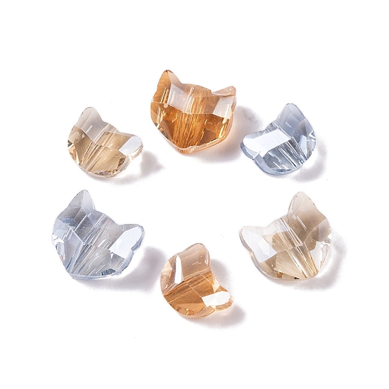 100 шт. Гальванические стеклянные бусины, форма кошки, граненые