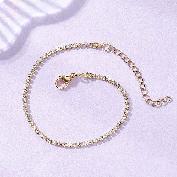 Браслеты из квадратных латунных цепочек со стразами для женщин, с 304 удлинителями цепи из нержавеющей стали