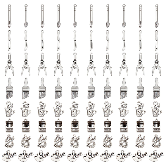 80Pcs 8 Styles Tibetan Style Alloy Pendants