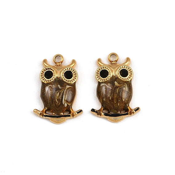 304 из нержавеющей стали горный хрусталь подвески, Эмаль стиле, сова, ионное покрытие (ip)