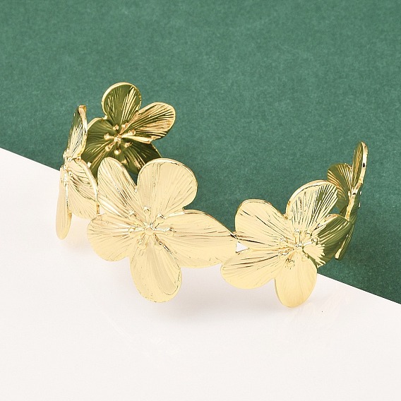 Браслеты-манжеты с цветком из латуни для женщин, стойки покрытие, долговечный, без свинца и без кадмия