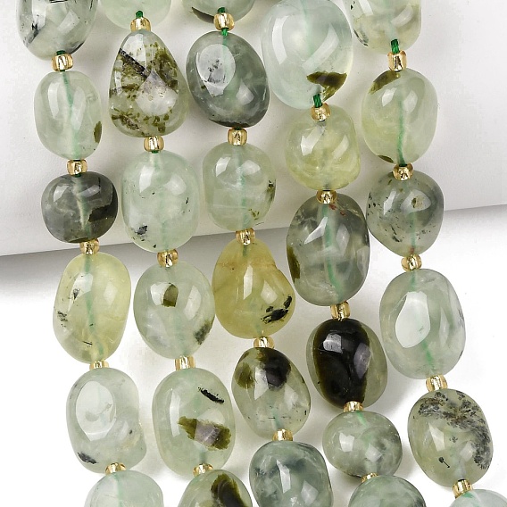 Природные пренит нитей бисера, самородки, упавший камень, с бисером