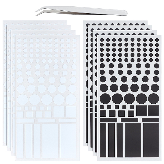 Черно-белые светоотражающие наклейки, с пинцетом из нержавеющей стали