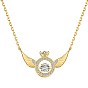 925 Sterling Silver Pendant Necklaces, Micro Pave Clear Cubic Zirconia, Wings