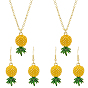Ананас из сплава 2 кулон ожерелье и 2 пары серег с подвесками, набор украшений для женщин