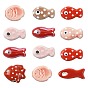 12Pcs 8 Styles Handmade Porcelain Beads, Fish, Famille Rose Porcelain
