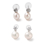 Женские серьги-гвоздики из натурального жемчуга, с стерлинговыми серебристыми штифтами и кубическим цирконием