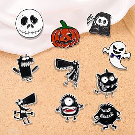 Halloween Creative Cartoon White Ghost Pumpkin Head Fashion Brooch Versatile Badge Cute Metal Ornaments