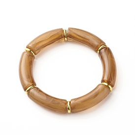Klobiges, gebogenes Acryl-Perlen-Stretch-Armband, Nachahmung Edelsteinarmband für Mädchen Frauen