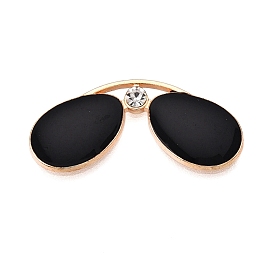 Rack Plating Alloy Enamel Pendants, with Rhinestone, Cadmium Free & Lead Free, Glasses Charm, Light Gold